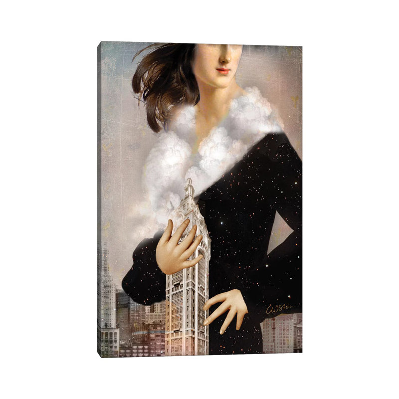 «Manhattan» par Catrin Welz-Stein - impression d'art graphique, H 12 po x l 8 po x P 0,75 po, Toile tendue, Pas de tapis