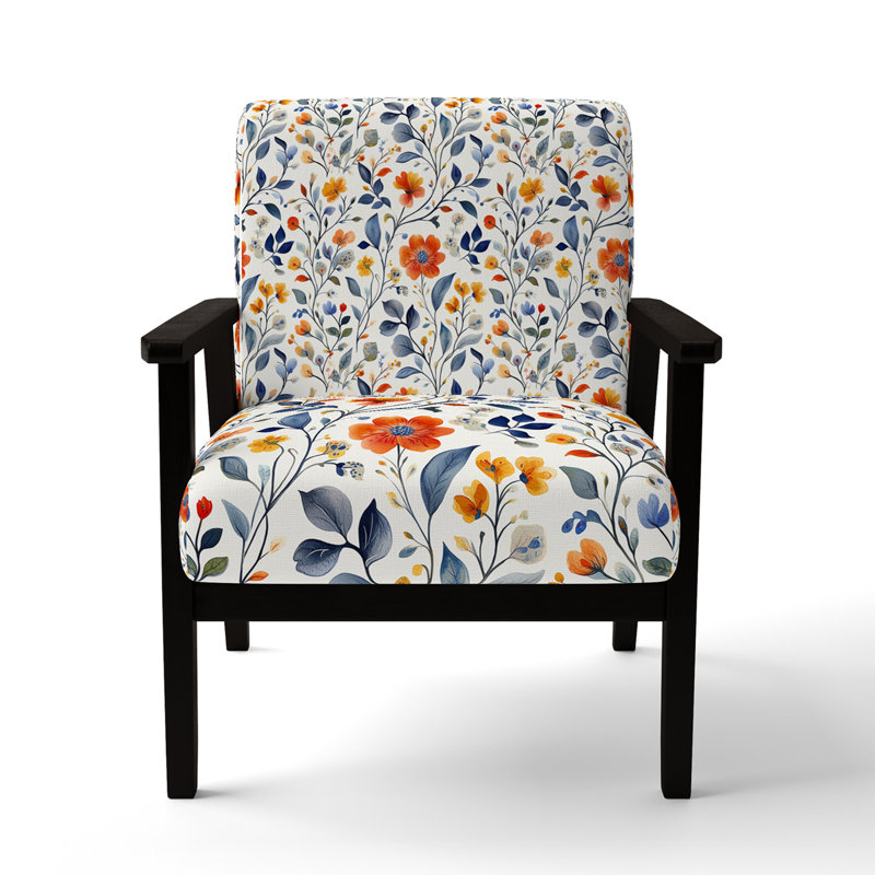 Chaise d'appoint Boho, Accoudoirs carrés noirs