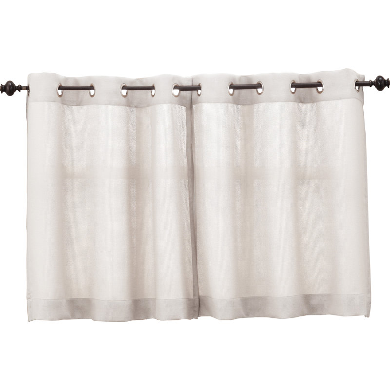 Paire de rideaux de cuisine semi-transparents Sauel, Blanc, l 56 po x L 36 po