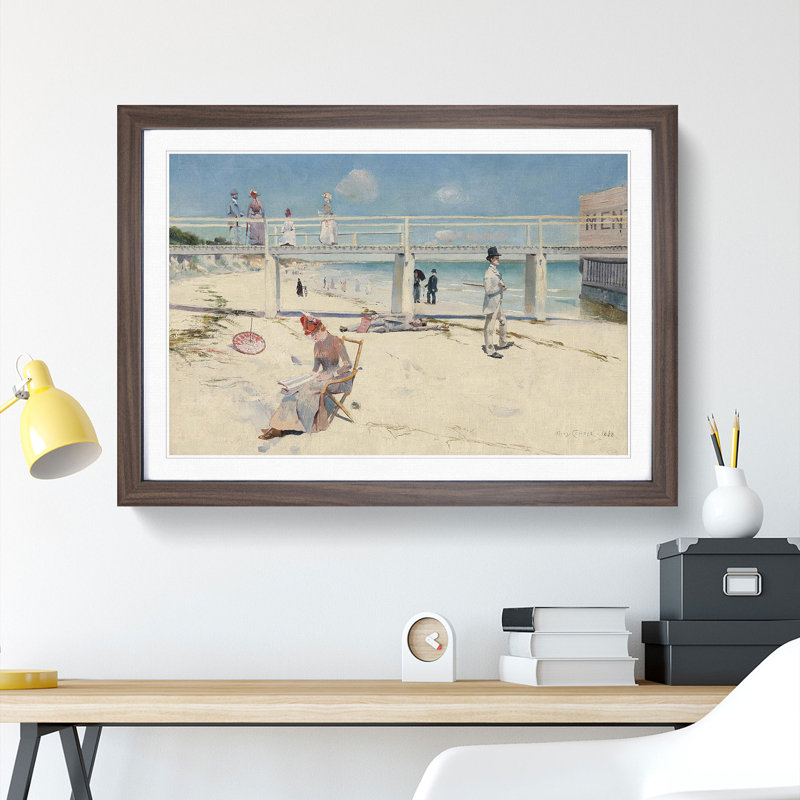 A Holiday at Mentone by Charles Conder - Framed Print, 36cm H x 48cm W x 2cm D, Walnut Framed