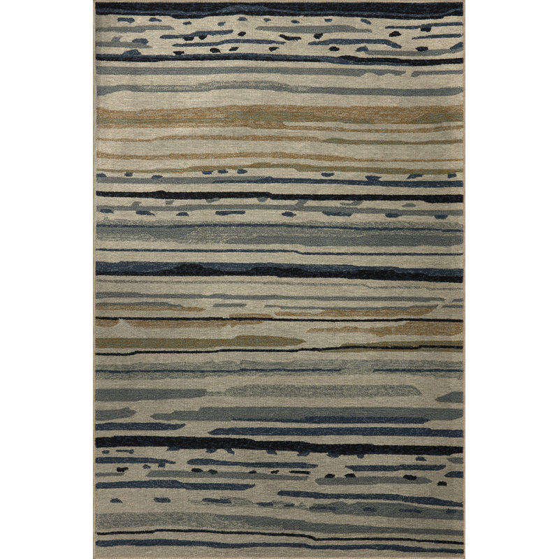 Tapis décoratif moderne multicolore à rayures et lignes abstraites, Tapis de couloir 3 pi 3,37 po x 6 pi 6,74 po