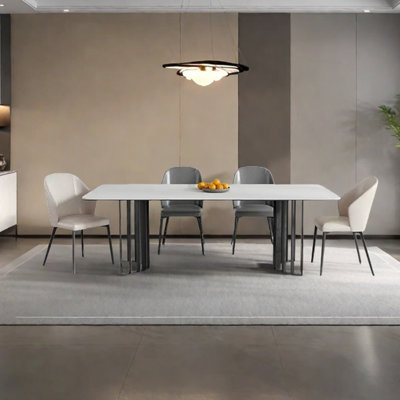 Modern sintered stone carbon steel dining table se