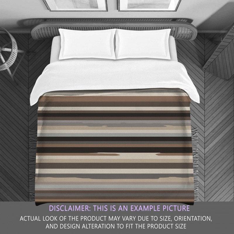 Polyester Striped Comforter, Queen Comforter, Brown/Gray