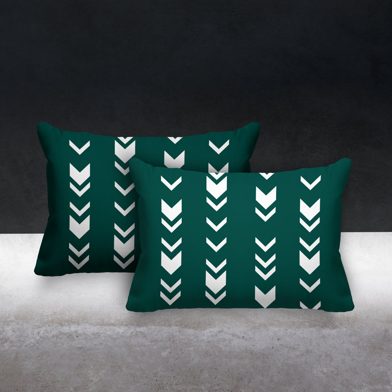 Coussin lombaire intérieur / extérieur Melba Arrow, Émeraude