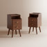 Set Of 2 Narrow Solid Wood Nightstands With 2 Drawers Each