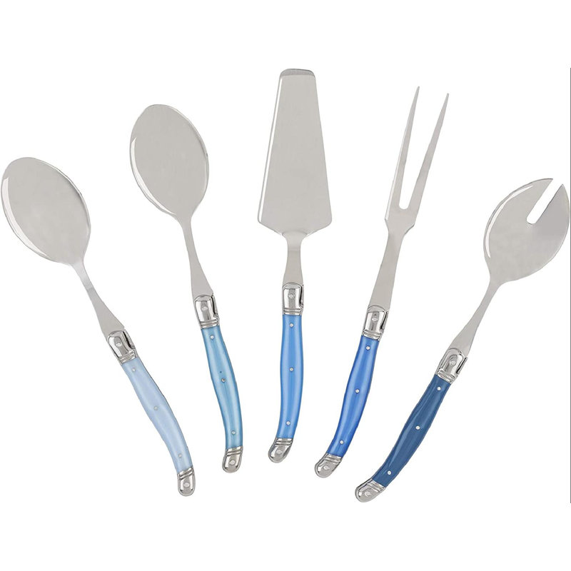 Laguiole Stainless Steel 5 Piece Hostess Set, Blue