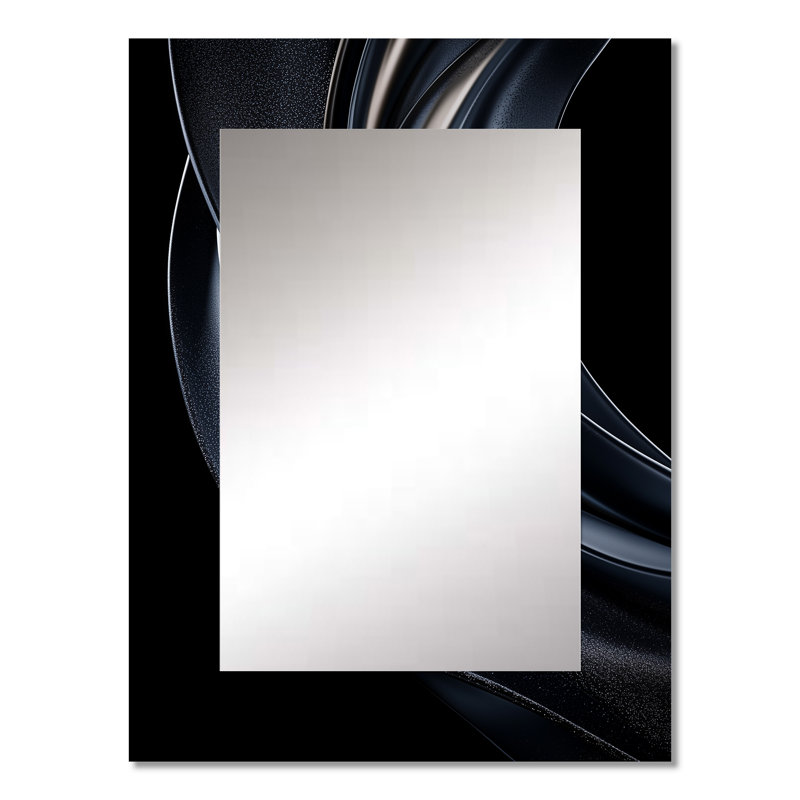 Black Abstract Fractal Spectrum Of Serenity - Fractal Large Mirror, Modern Unique Wall Mirror Decor, Printed Metal Art