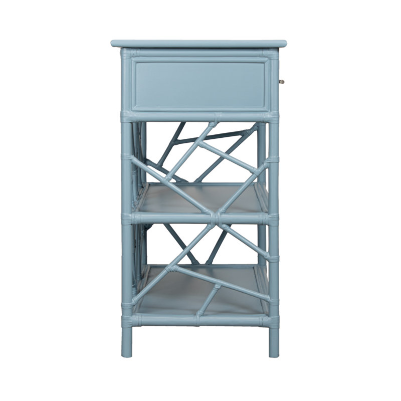 End Table with Storage, Pool Blue