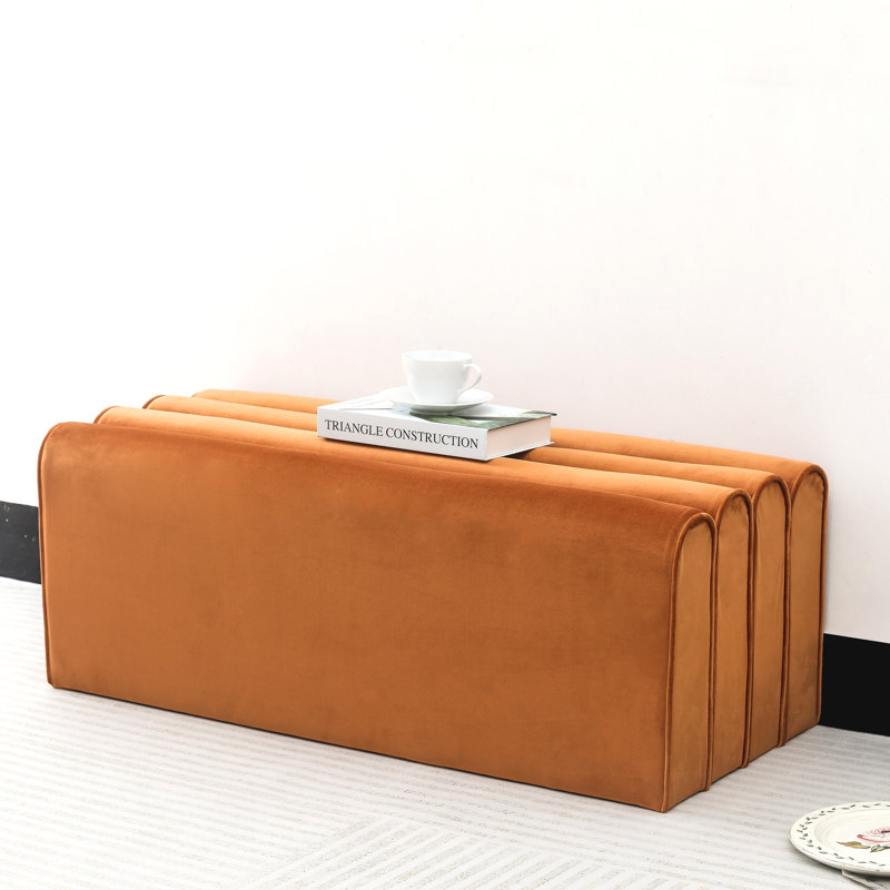 Tarralyn 39.9" Upholstered Ottoman Bench, Orange Velvet