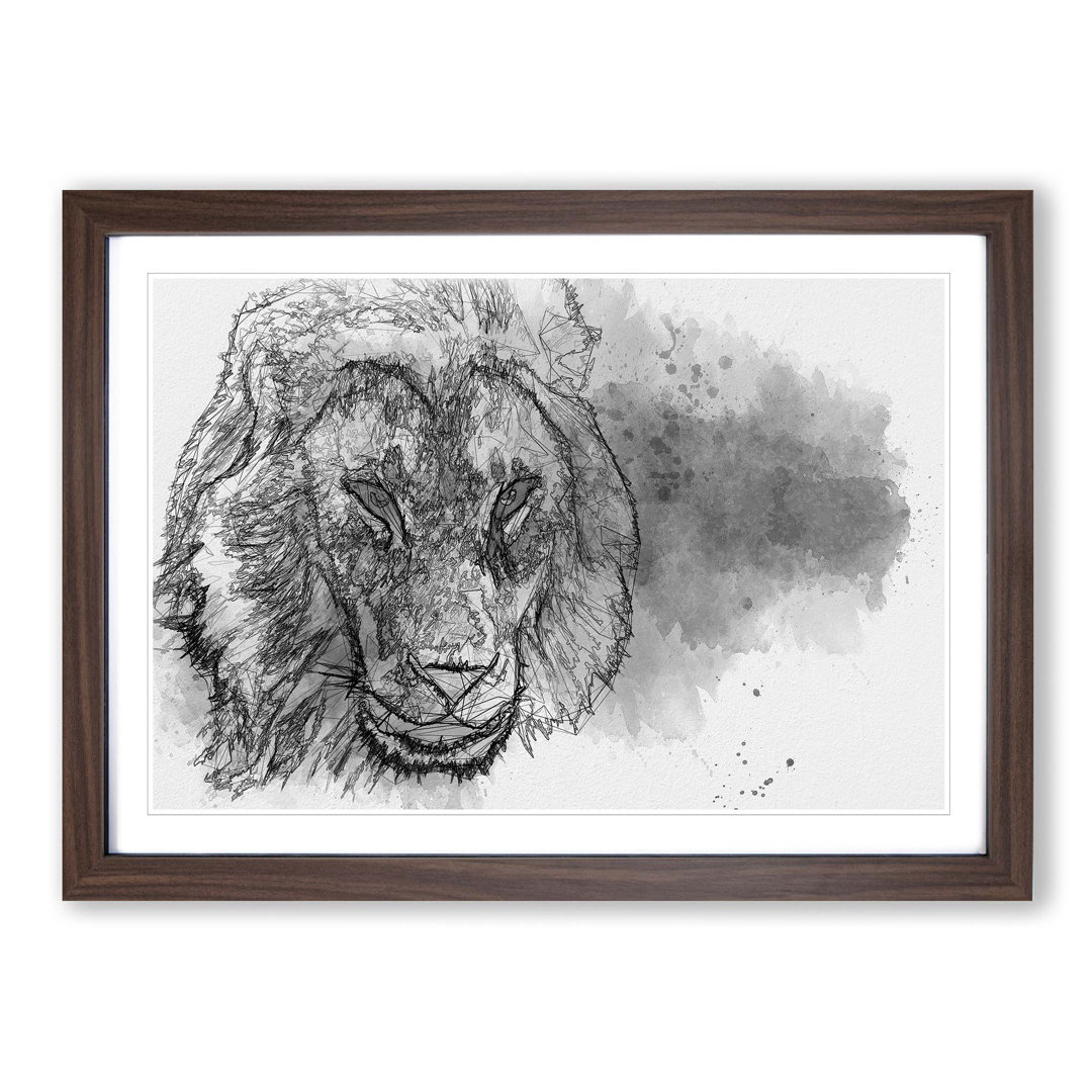 Portrait of a Lion in Abstract - Framed Print