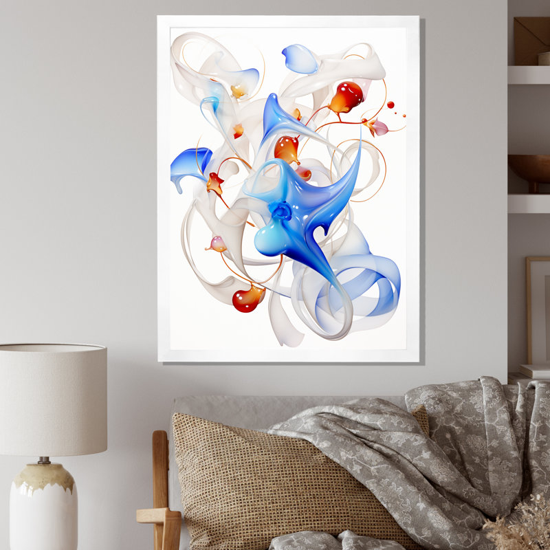 «Abstract Blue Organic Shapes On White», reproduction d'art sur toile géométrique moderne, H 40 po x l 30 po x P 1,5 po