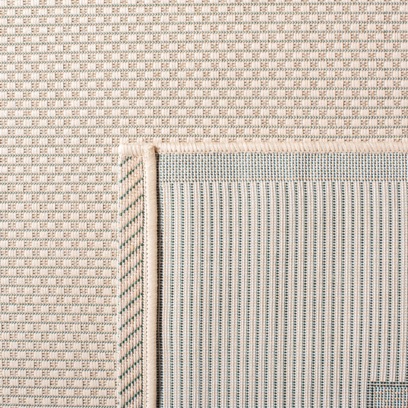 Salita Beige/Dark Green Indoor/Outdoor Area Rug, Rectangle 6'7" x 9'6"