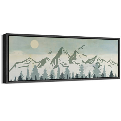 Sun Mountain Landscape " Mountainous Landscape And Flying Birds Rustic Retro Art Decor Extra Large Pictures "
