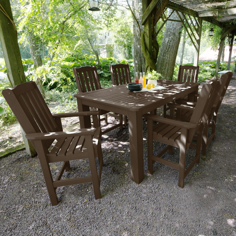 Midwest 6 - Person Patio Dining Set with Rectangular Table, Weathered Acorn, 36'' H x 42'' W x 72'' L