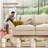 Abramson Beige U-shaped Corduroy Sectional Sofa With Adjustable Armrest And Storage-218800820