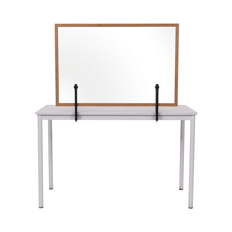 Bi-Office partition, splashback glass board, metal brackets, wooden frame, 120cm H x 90cm W x 2.8cm D