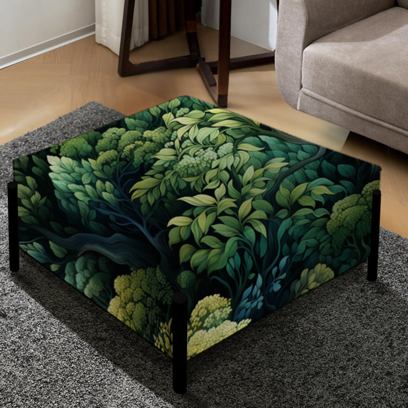 Emerald Canopy Jungle Ferns - Grand repose-pieds carré botanique