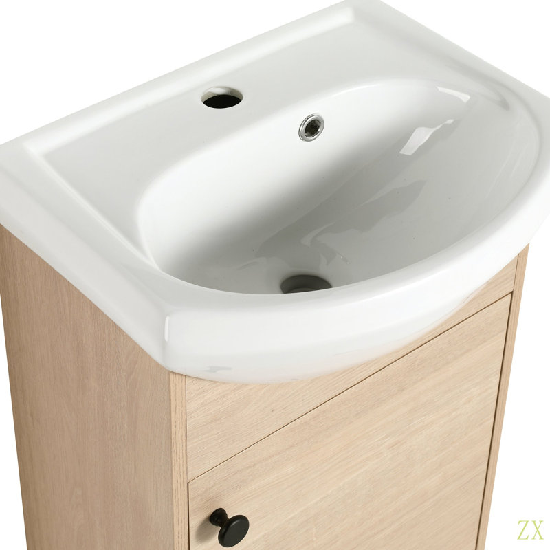 Petit meuble-lavabo autoportant de 18 pouces avec petit lavabo avec lavabo, meuble-lavabo et lavabo combiné (KD-PACKING)