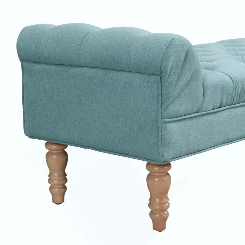 Button-Tufted End Of Bed Bench,Large Upholstered Ottoman,Foot Rest With Legs,Footstool With Rolled Arms,Upholstered Fabric Bench,Indoor Bench For Bedroom,Living Room,Entryway