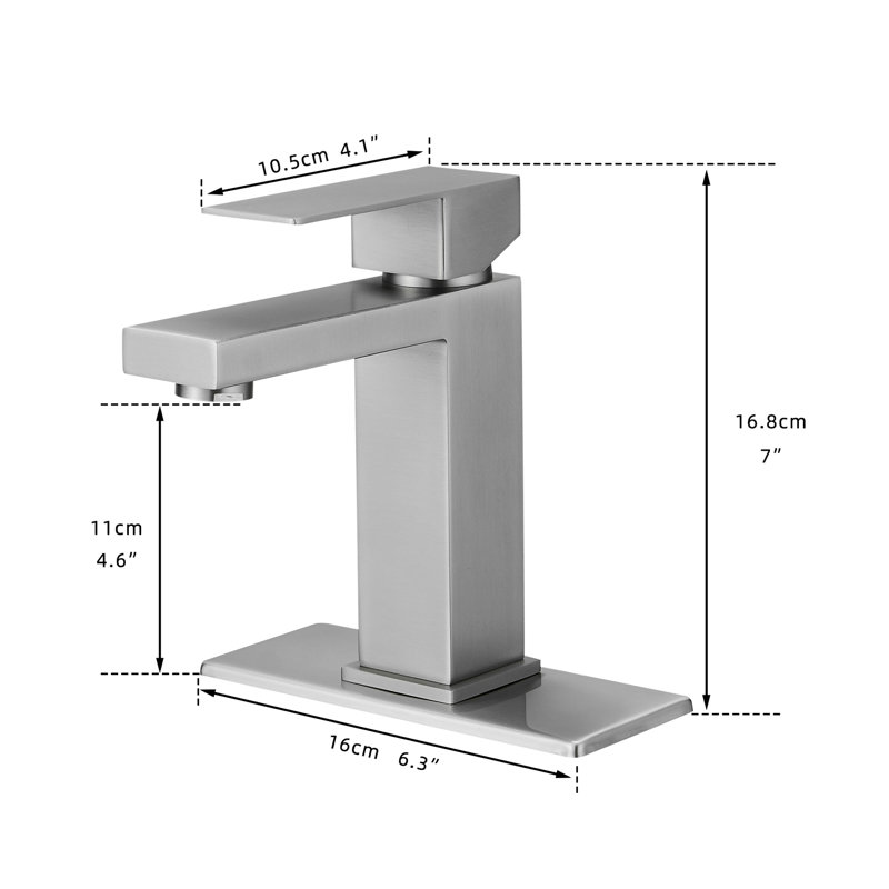 Bathroom Tap With Waterfall Design, Brushed Nickel Finish, Deck-Mounted, One Hole, Handle, Pop Up Drain, Supply Lines, Ceramic Filler, Side , Cartridge Valve Style,
