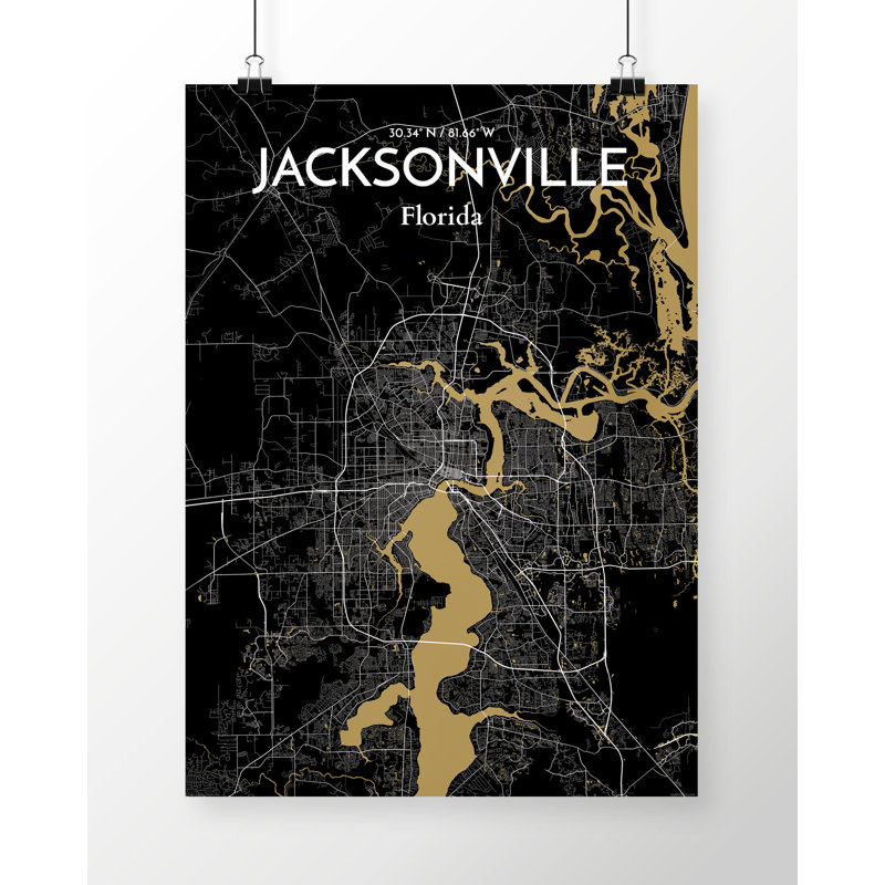 Jacksonville City Map - No Frame Print, 60.2 cm H x 27.9 cm W