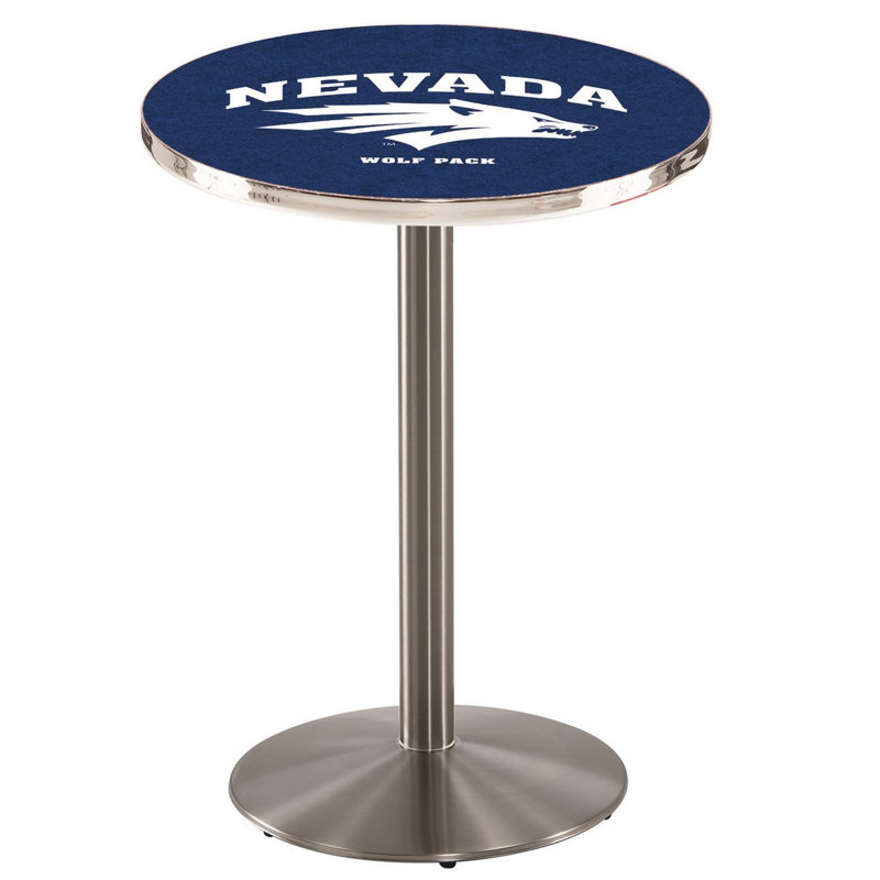 Round Metal Base Dining Table, Stainless Steel, University of Nevada