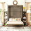 Grand lit escamotable rotatif avec armoire murale cachée, deux tablettes latérales à 3 niveaux-214331021