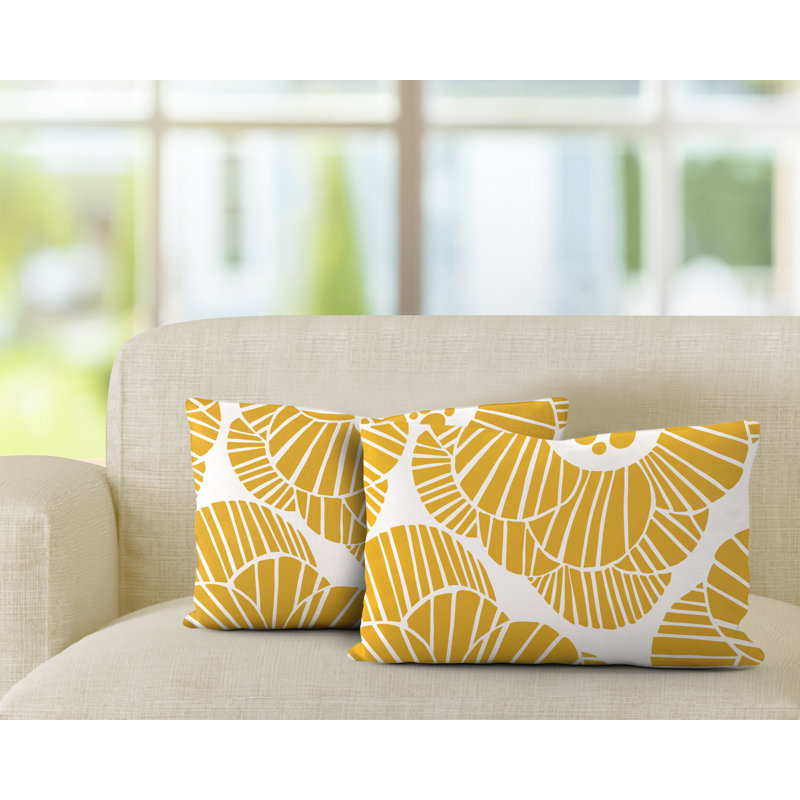 Abstract Outdoor Reversible Throw Pillow, Yellow