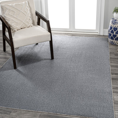 Twyla Classic Solid Low-Pile Machine-Washable Gray Rug