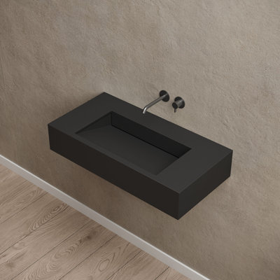 MonBlari 31.5" X 16" Rectangle Solid Surface Matte Black Wall Mount Sink