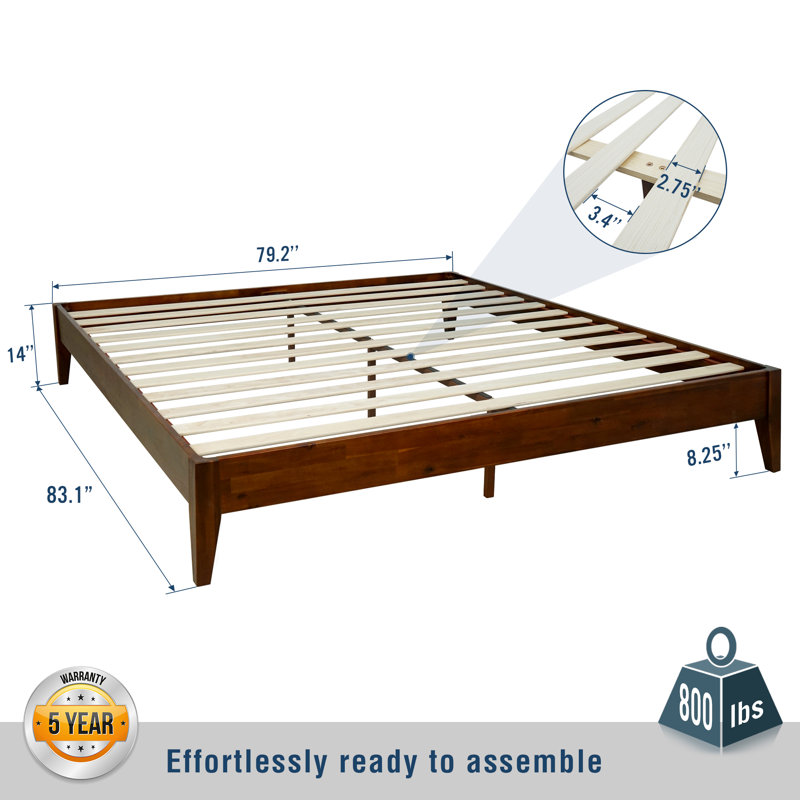 Solid Wood Platform Bed, King, Chocolate