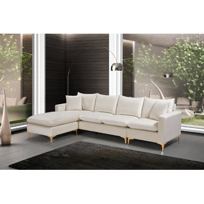 Shumpert Velvet L-Shaped Sectional Reversible