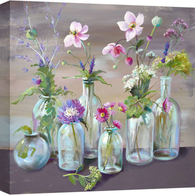Floral Painting: Bottled Beauties by Nel Whatmore - Wrapped Canvas Print
