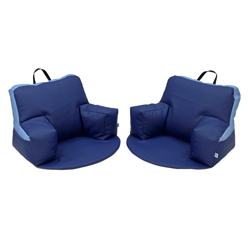 Faux Leather Bean Bag Set, Blue Faux Leather