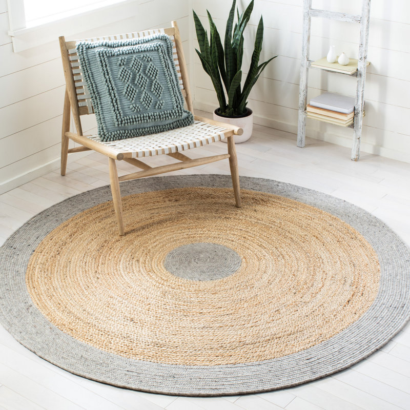 Manning Hand Woven Jute/Wool/Cotton Rug in Natural, Round 6'