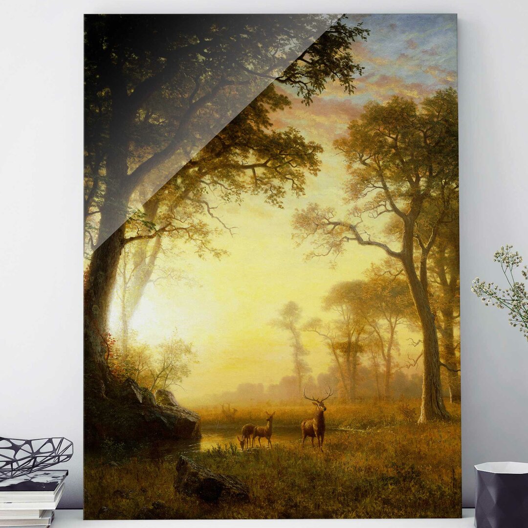 Glasbild Lichtung im Sonnenschein von Albert Bierstadt