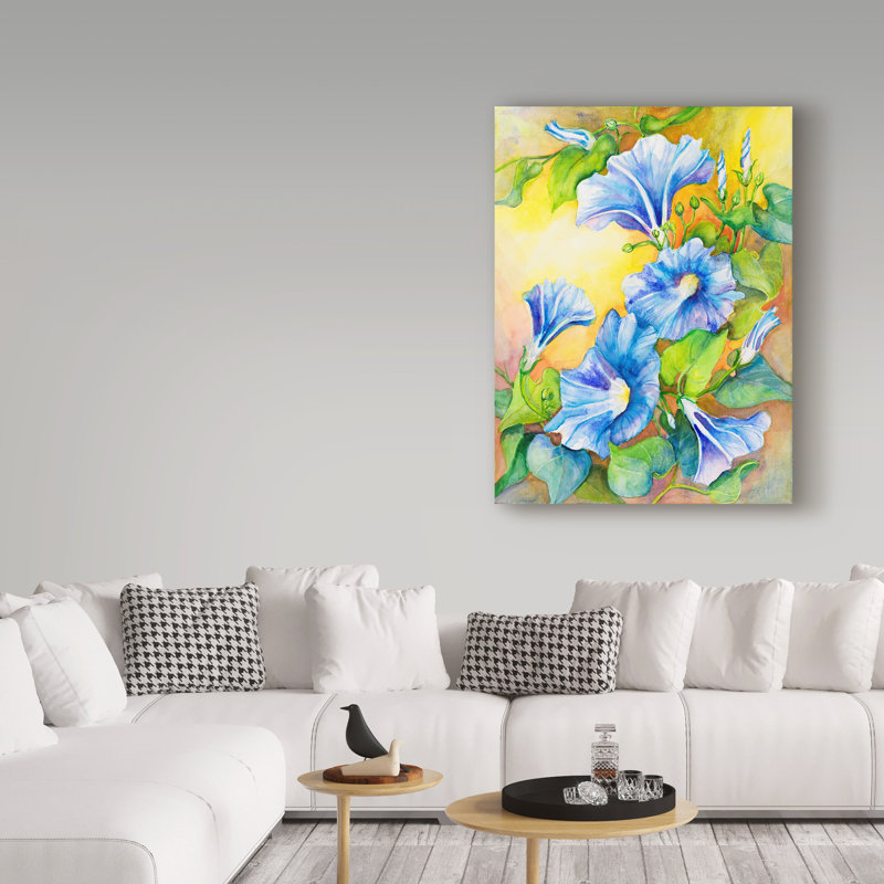 Deetra «A Morning Glory Vine», reproduction de peinture acrylique sur toile tendue, H 19 po x l 14 po x P 2 po