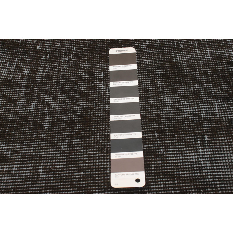 Tapis noir en laine noué à la main de conception unique 2000S 4 pi 11 po x 7 pi 10 po Oktawian