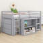 Lit mezzanine pour enfants avec tiroir, tablettes, bureau coulissant et garde-corps-129171300