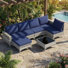 6 - Person Premium Patio Wicker Sectional Seating Group With Cushions
