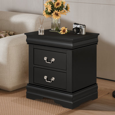Traditional 23.5" 2-Drawer Fully Assembled Solid Wood Nightstand