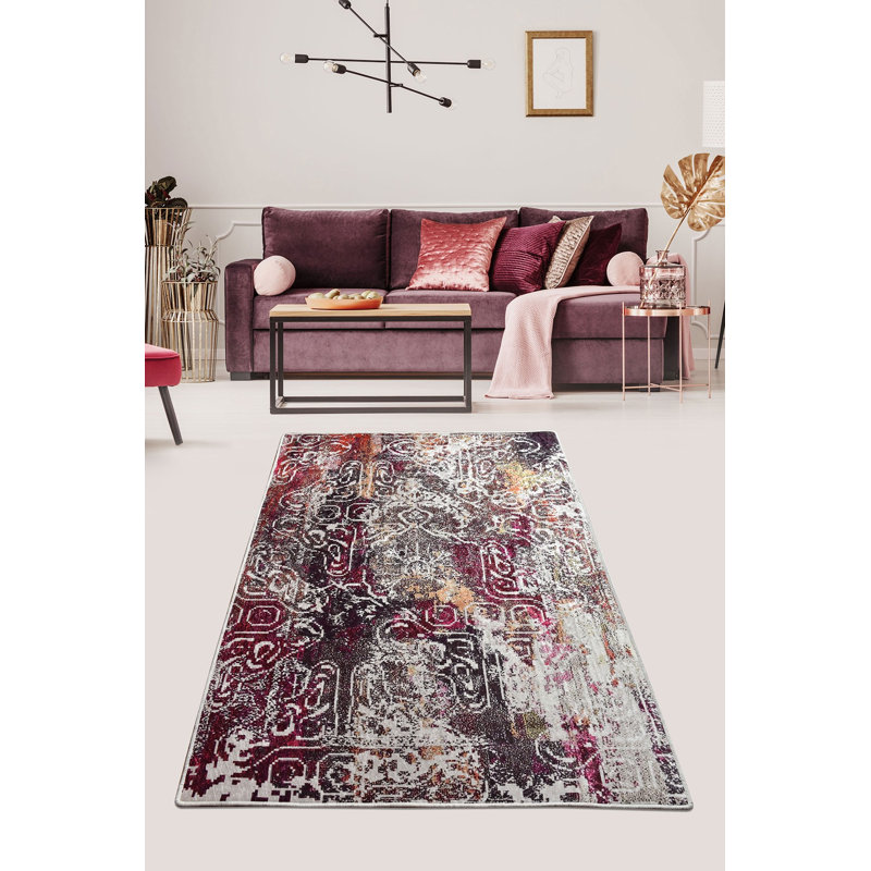 Premium Area Rug (5.2 x 7.5 ft), 100% Polyester, 0.2 in Pile Height | Antibacterial, Non-Slip Underside, Machine Washable | Elegant Design for Living Room & Bedroom Decor, Soft and Durable