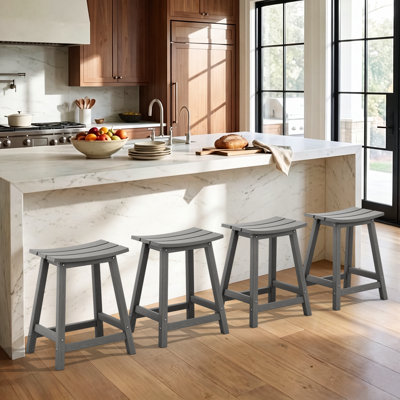 Tabourets de bar de cuisine sans dossier en PEHD de 61 cm (24 pouces), adaptés à une utilisation intérieure et extérieure.