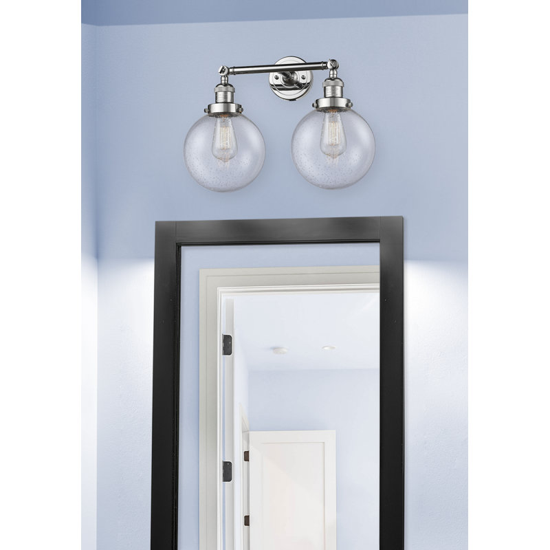 Éclairage de salle de bain à intensité variable 2 lumières Clementina, Ampoule DEL 6 watts Vinage, Grainé, Chrome poli