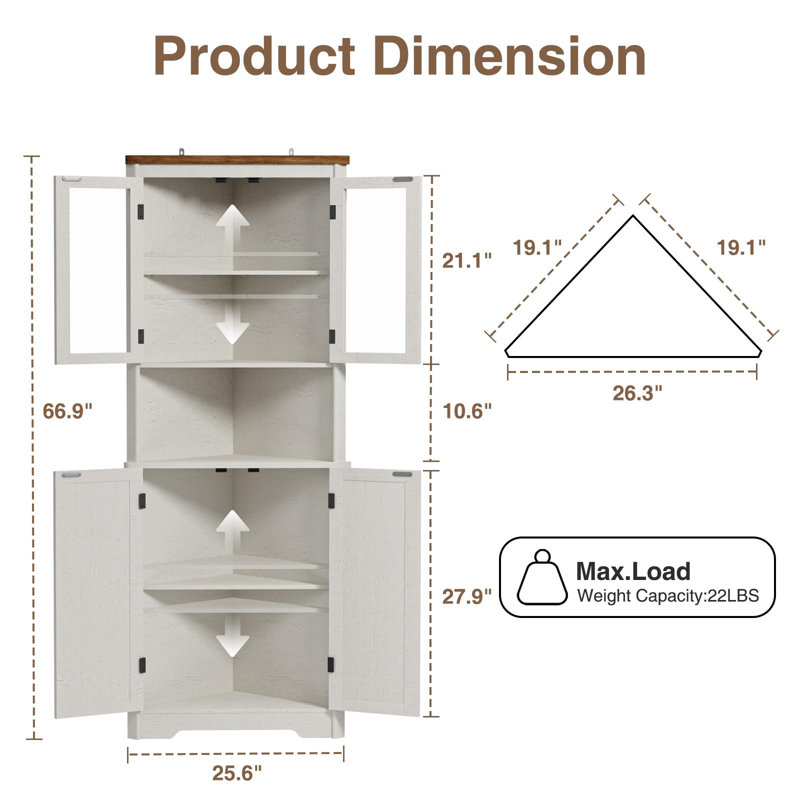 Armoire de rangement 67 po H, Blanchies