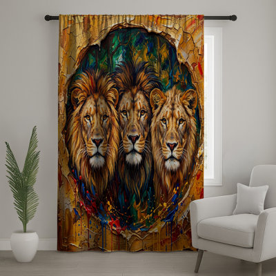 Three Majestic Lions, rideaux occultant et occultant Lions - 1 panneau