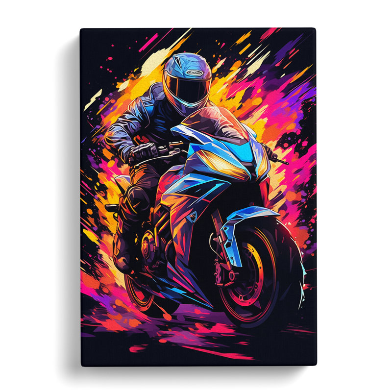 Motorbike Digital Art - No Frame Art Prints - Wrapped Canvas, 50cm H x 35cm W x 3cm D