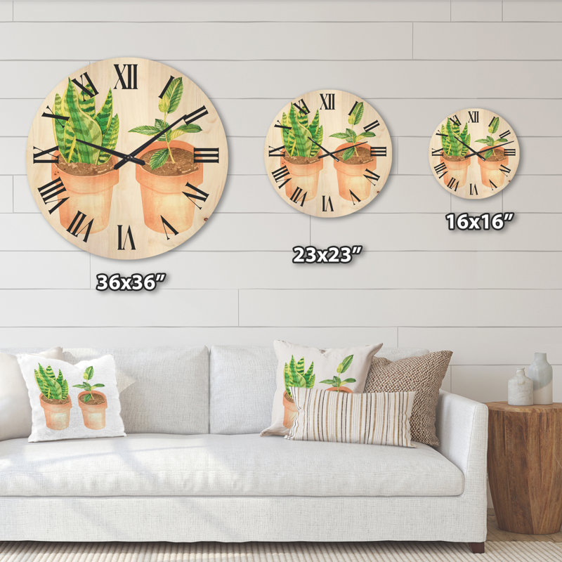 Horloge murale Sansevieria and Ficus, Moyen
