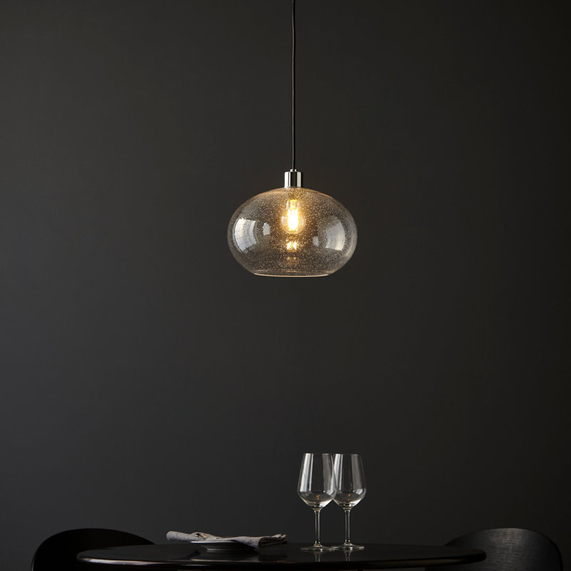 1 - Light Pendant, Clear Bubbled Glass, Transparent
