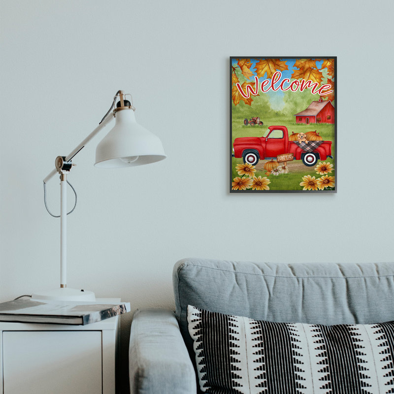« Welcome », feuilles d’automne en « welcome » par Sheri Hart-impression d’art graphique, H 20 po x l 16 po x P 1,5 po